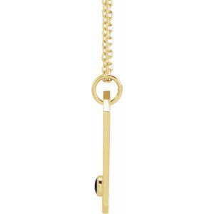 14K Yellow Gold Zodiac Capricorn Round 2.5 Mm G-H I1 Natural Blue Sapphire And 0.01 Ctw Natural Diamond Zodiac Constellation Necklace, Length: 18 In