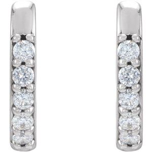Sterling Silver Pair Round Shape 1.3Mm I1, Gh .08 Ctw Natural Diamond Hinged Hoop Earrings, Length: 10 Mm, Thickness: 1.6 Mm