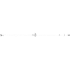 Sterling Silver 13 X 10 Mm 6 1/2-7 1/2 In Polished Engravable Petite Sideways Cross Bracelet