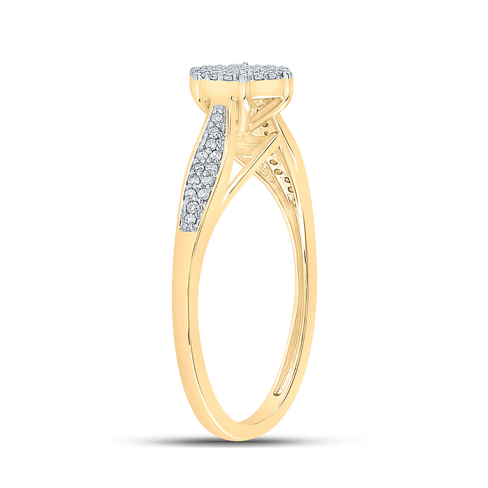10K Yellow Gold Womens Round Diamond Cluster Ring 1/5 Cttw, Womens Size: 5-10
