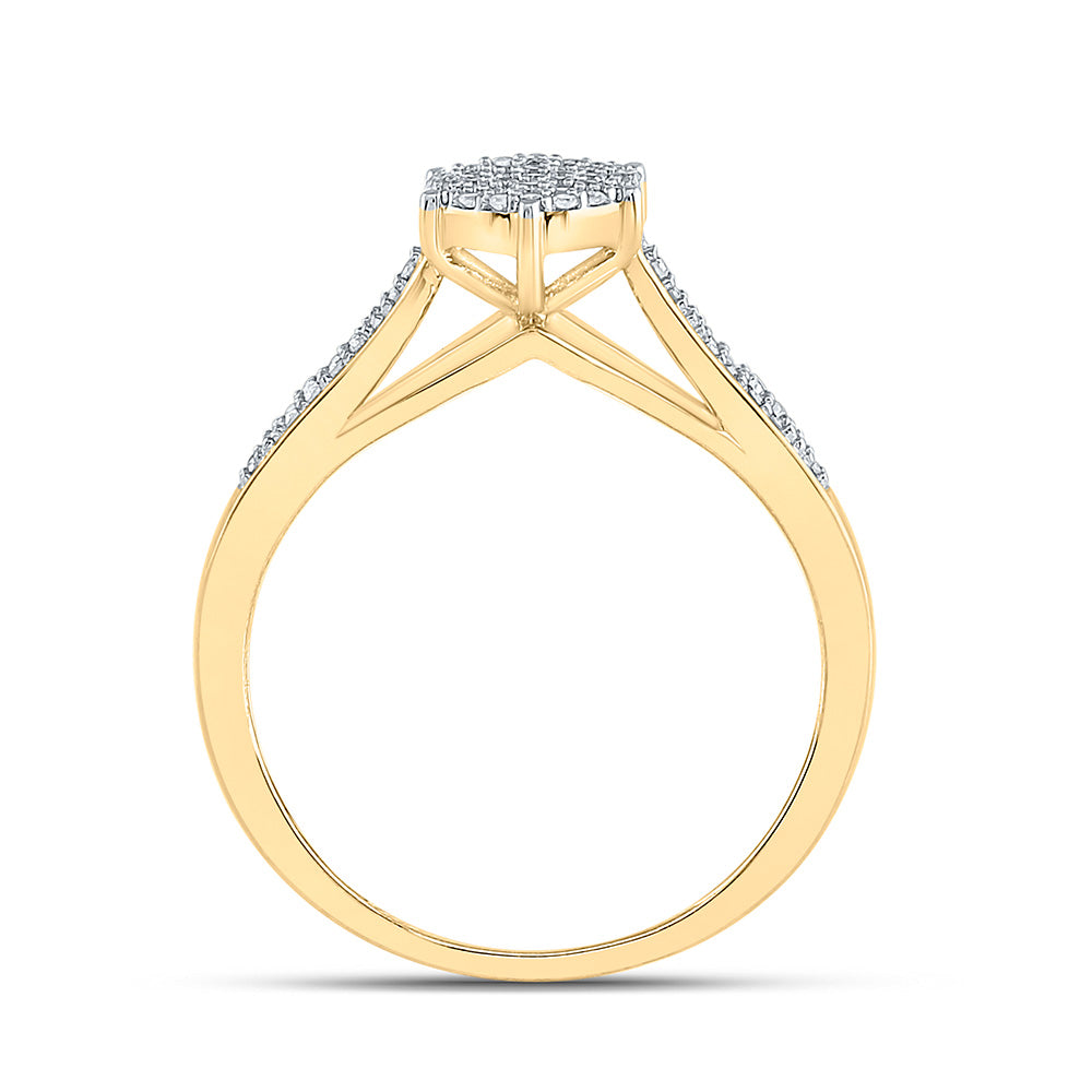 10K Yellow Gold Womens Round Diamond Cluster Ring 1/5 Cttw, Womens Size: 5-10