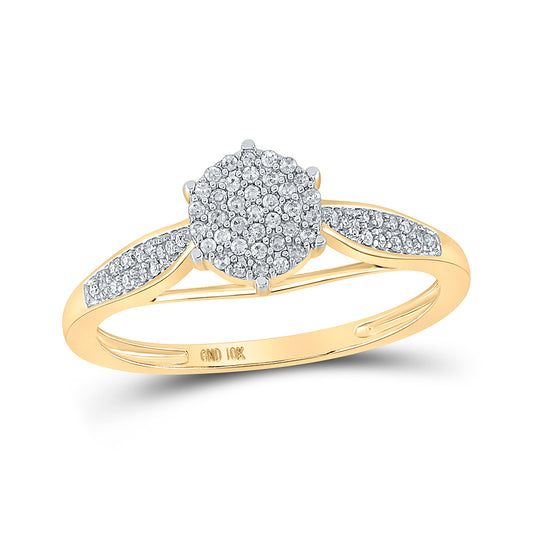 10K Yellow Gold Womens Round Diamond Cluster Ring 1/5 Cttw, Womens Size: 5-10
