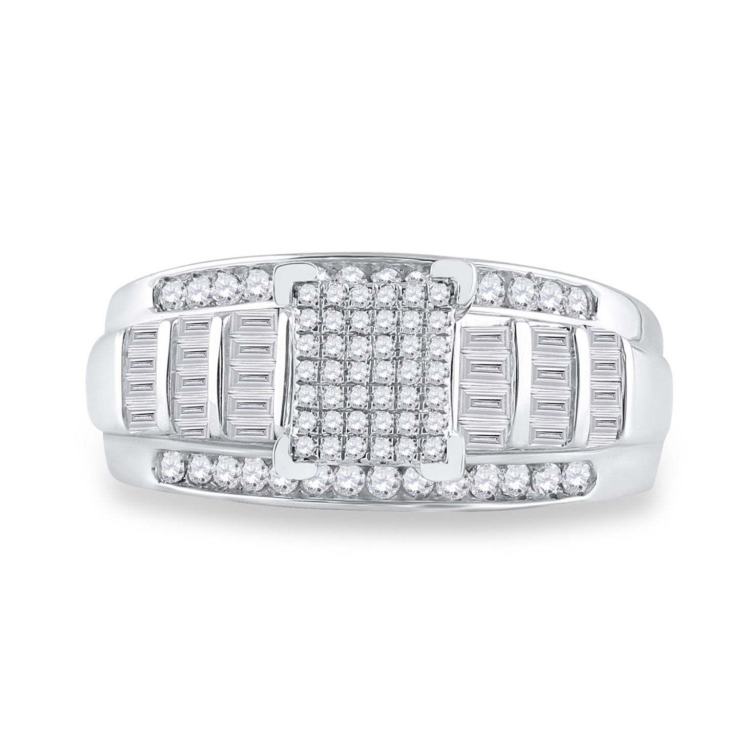 Sterling Silver Round Diamond Cluster Bridal Wedding Engagement Ring 3/8 Cttw, Womens Size: 5-10