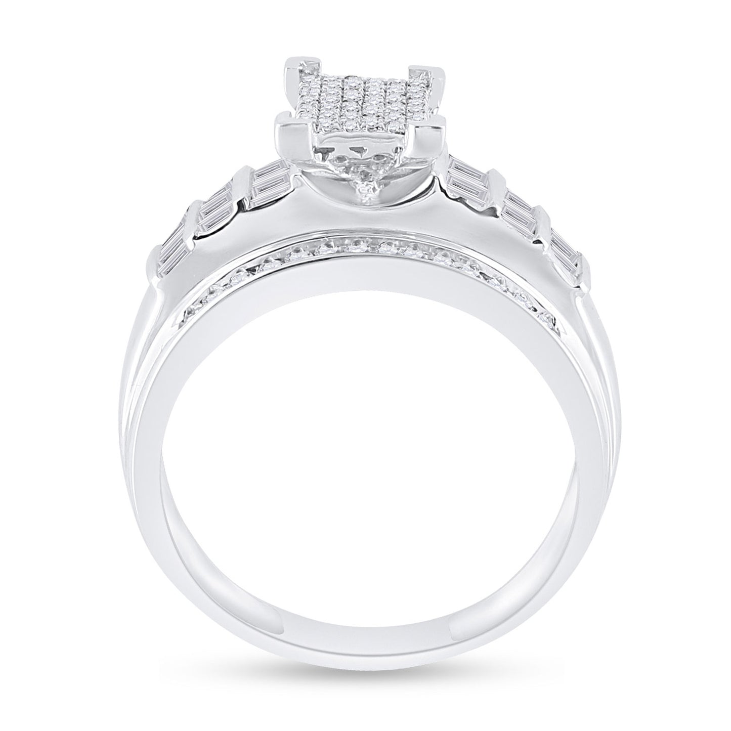 Sterling Silver Round Diamond Cluster Bridal Wedding Engagement Ring 3/8 Cttw, Womens Size: 5-10