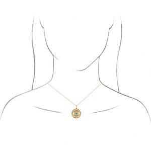 14K Yellow Gold Round 3Mm G-H I1 Natural Black Onyx And 1/6 Ctw Natural Diamond Evil Eye Necklace, Length: 18 In