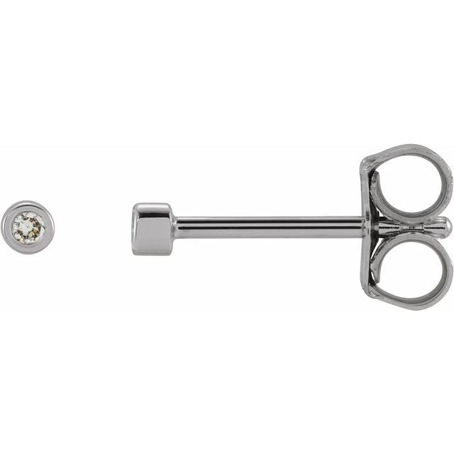 14K Yellow Or White Or Rose Gold Or Platinum Pair Friction Polished Natural Micro Bezel-Set Earrings