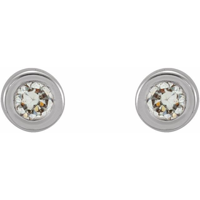 14K Yellow Or White Or Rose Gold Or Platinum Pair Friction Polished Natural Micro Bezel-Set Earrings