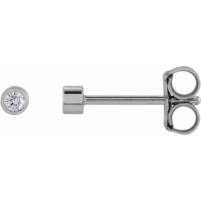 14K Yellow Or White Or Rose Gold Each Friction Polished Natural Diamond Micro Bezel-Set Earring