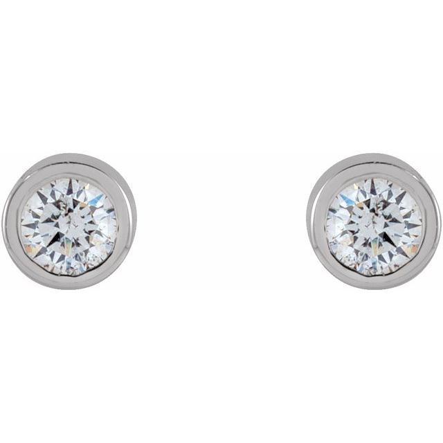 14K Yellow Or White Or Rose Gold Or Platinum Pair Friction Polished Natural Micro Bezel-Set Earrings
