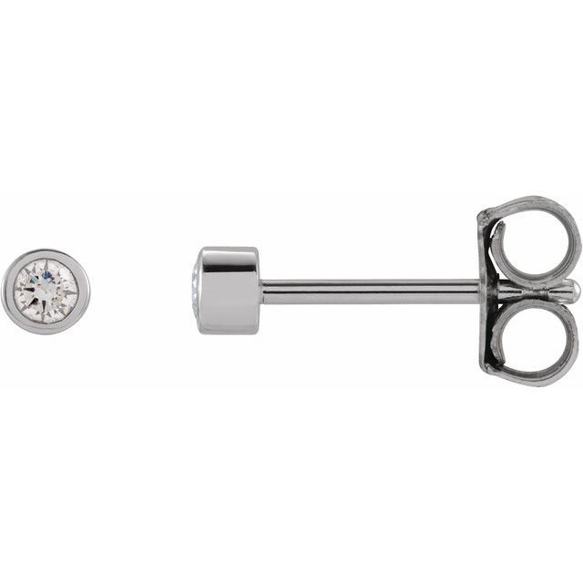 14K Yellow Or White Or Rose Gold Or Platinum Pair Friction Polished Natural Micro Bezel-Set Earrings