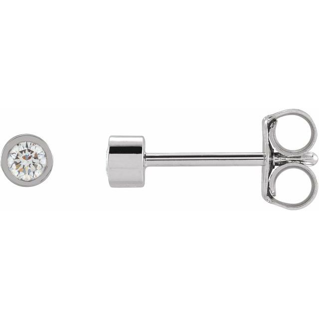 14K Yellow Or White Or Rose Gold Or Platinum Pair Friction Polished Natural Micro Bezel-Set Earrings