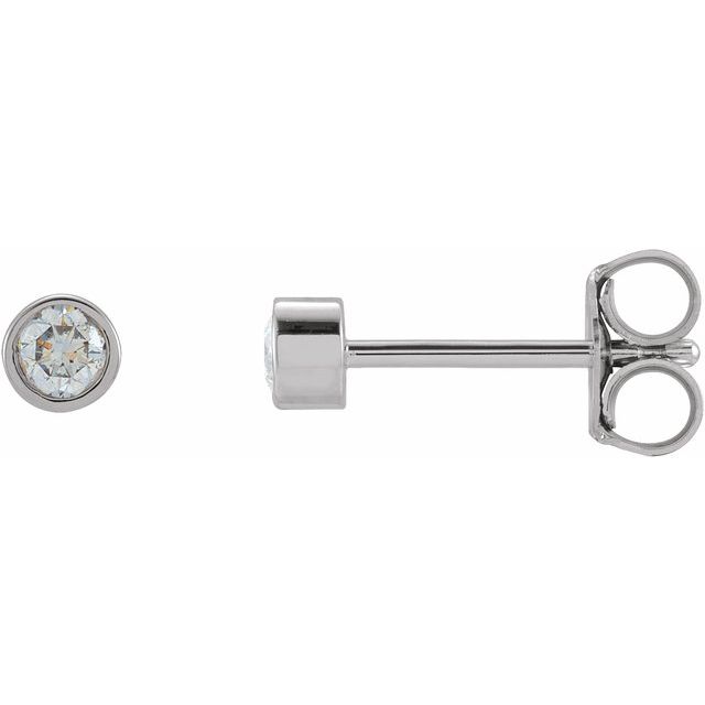 14K Yellow Or White Or Rose Gold Or Platinum Pair Friction Polished Natural Micro Bezel-Set Earrings
