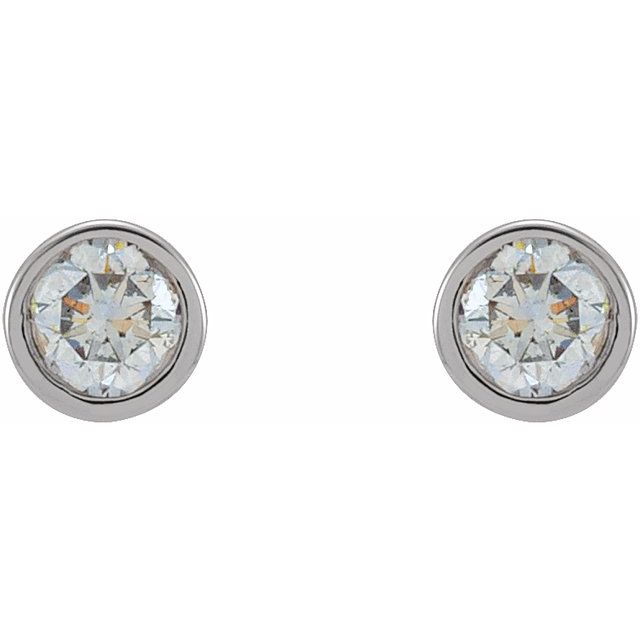 14K Yellow Or White Or Rose Gold Or Platinum Pair Friction Polished Natural Micro Bezel-Set Earrings