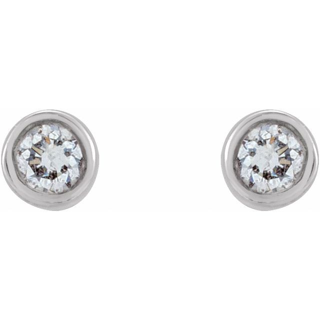 14K Yellow Or White Or Rose Gold Or Platinum Pair Friction Polished Natural Micro Bezel-Set Earrings