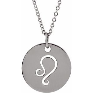 14K Yellow Or White Or Rose Gold Or Sterling Silver Polished Round Zodiac Necklace