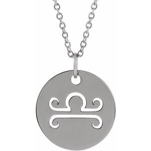 14K Yellow Or White Or Rose Gold Or Sterling Silver Polished Round Zodiac Necklace