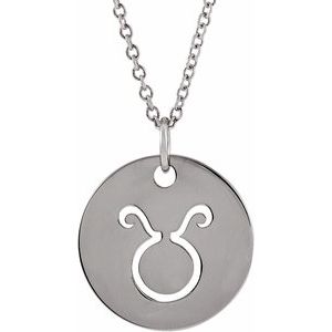 14K Yellow Or White Or Rose Gold Or Sterling Silver Polished Round Zodiac Necklace