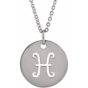 14K Yellow Or White Or Rose Gold Or Sterling Silver Polished Round Zodiac Necklace