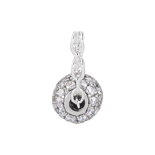 14K Yellow Or White Gold 3 Mm 16-18 In Polished 1/8 Ctw Natural Diamond Pave Ball Necklace