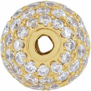 14K Yellow Gold 6 Mm Polished 3/8 Ctw Natural Diamond Pave Ball Pendant