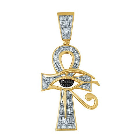 10K Yellow Gold 0.31-0.37 Cttw Diamond Ankh Charm