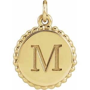 14K Yellow Gold 18.3 X 13.8 Mm Polished Engravable Round Beaded Pendant