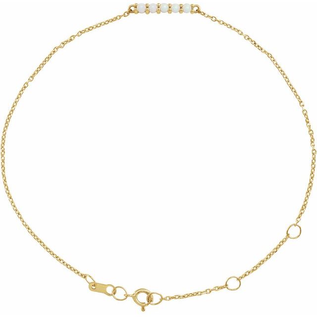14K Yellow Or Rose Gold Or Sterling Silver Or Platinum Round 2 Mm 15.67 X 2.32 Mm Polished Natural Gemstone Minimalist Cabochon Bar 6 1/2-7 1/2 In Bracelet