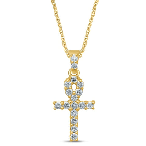 10K Yellow Gold 0.24-0.27 Cttw Diamond Dark Cross