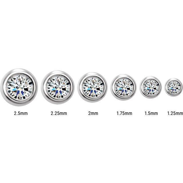 14K Yellow Or White Or Rose Gold Each Friction Polished Natural Diamond Micro Bezel-Set Earring