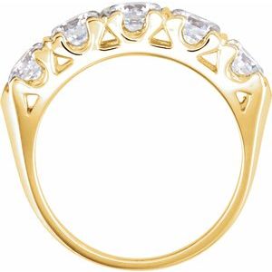 14K Yellow Gold Round 4.5 Mm Polished Charles & Colvard Forever One Lab-Grown Colorless-Def Moissanite Anniversary Band Size 7
