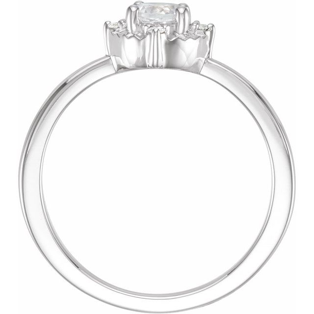 14K Rose Gold Or Sterling Silver Round 4.5 Mm I2, H+ Polished Lab-Grown Gemstone And .04 Ctw Natural Diamond Ring