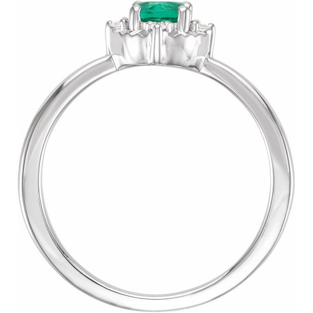 14K Rose Gold Or Sterling Silver Round 4.5 Mm I2, H+ Polished Lab-Grown Gemstone And .04 Ctw Natural Diamond Ring