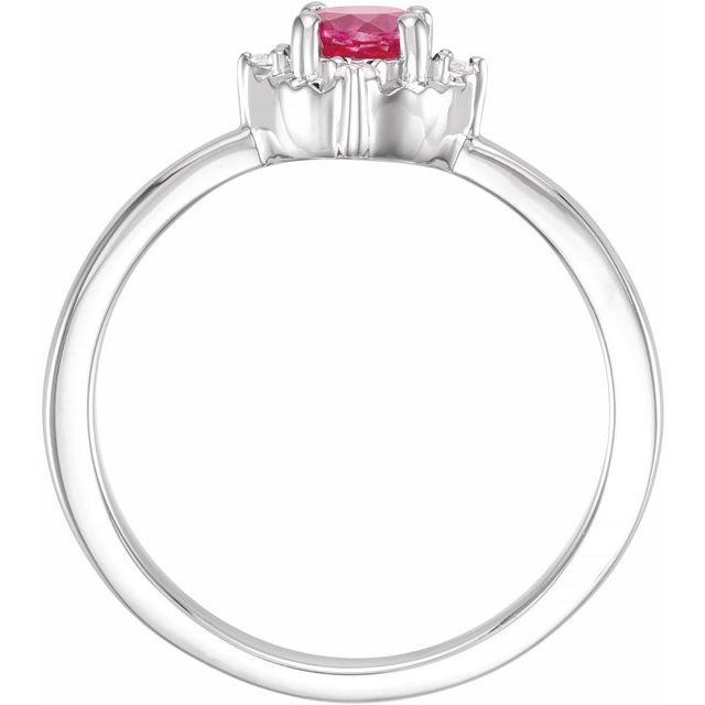14K Rose Gold Or Sterling Silver Round 4.5 Mm I2, H+ Polished Lab-Grown Gemstone And .04 Ctw Natural Diamond Ring