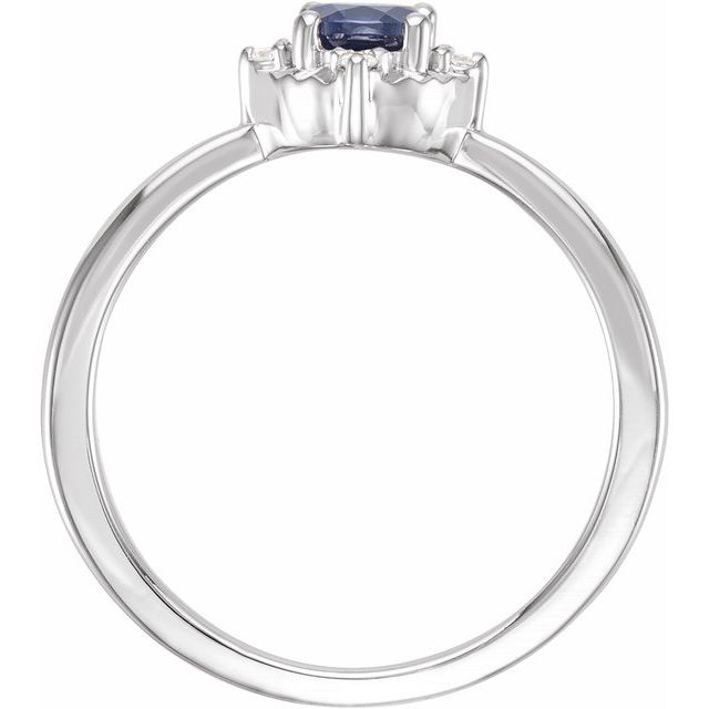 14K Rose Gold Or Sterling Silver Round 4.5 Mm I2, H+ Polished Lab-Grown Gemstone And .04 Ctw Natural Diamond Ring