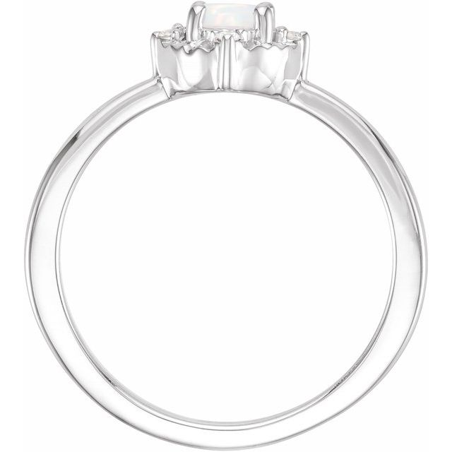 14K Rose Gold Or Sterling Silver Round 4.5 Mm I2, H+ Polished Lab-Grown Gemstone And .04 Ctw Natural Diamond Ring