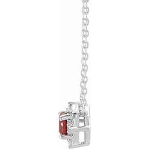 14K Yellow Or White Or Rose Gold Or Sterling Silver 4.5 Mm Polished .04 CTW I2, H+ Natural Diamond Halo-Style 18" Necklace
