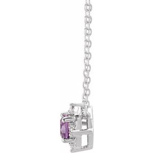 14K Yellow Or White Or Rose Gold Or Sterling Silver 4.5 Mm Polished .04 CTW I2, H+ Natural Diamond Halo-Style 18" Necklace