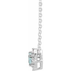 14K Yellow Or White Or Rose Gold Or Sterling Silver 4.5 Mm Polished .04 CTW I2, H+ Natural Diamond Halo-Style 18" Necklace
