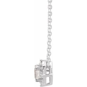 14K Yellow Or White Or Rose Gold Or Sterling Silver 4.5 Mm Polished .04 CTW I2, H+ Natural Diamond Halo-Style 18" Necklace