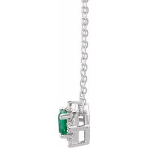 14K Yellow Or White Or Rose Gold Or Sterling Silver 4.5 Mm Polished .04 CTW I2, H+ Natural Diamond Halo-Style 18" Necklace