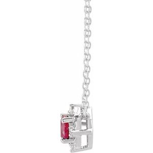 14K Yellow Or White Or Rose Gold Or Sterling Silver 4.5 Mm Polished .04 CTW I2, H+ Natural Diamond Halo-Style 18" Necklace