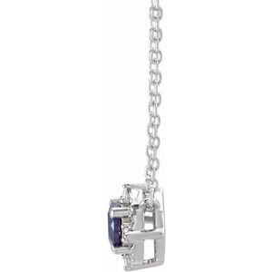 14K Yellow Or White Or Rose Gold Or Sterling Silver 4.5 Mm Polished .04 CTW I2, H+ Natural Diamond Halo-Style 18" Necklace