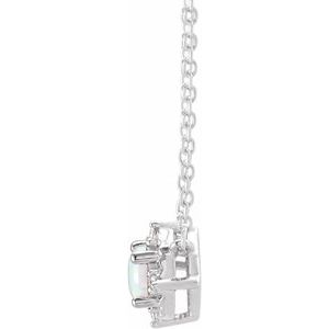 14K Yellow Or White Or Rose Gold Or Sterling Silver 4.5 Mm Polished .04 CTW I2, H+ Natural Diamond Halo-Style 18" Necklace