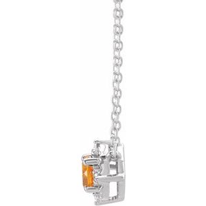 14K Yellow Or White Or Rose Gold Or Sterling Silver 4.5 Mm Polished .04 CTW I2, H+ Natural Diamond Halo-Style 18" Necklace