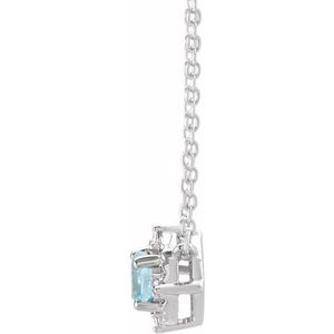 14K Yellow Or White Or Rose Gold Or Sterling Silver 4.5 Mm Polished .04 CTW I2, H+ Natural Diamond Halo-Style 18" Necklace