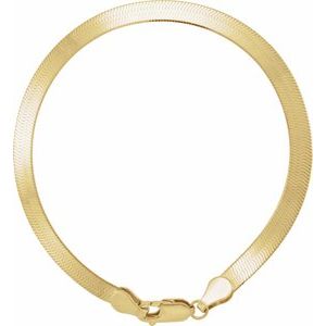 14K Yellow Or White Gold 4.6 mm Lobster Clasp Flexible Herringbone 7" Chain