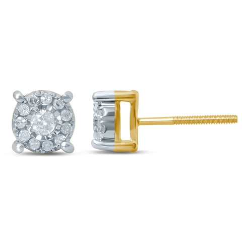 10K Yellow Gold Yellow Gold 0.19-0.21 Cttw Round Diamond Earring