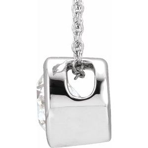 14K White Gold Round 5Mm Gh Si 1/2 Ct Lab-Grown Diamond Solitaire Necklace, Length: 18 In