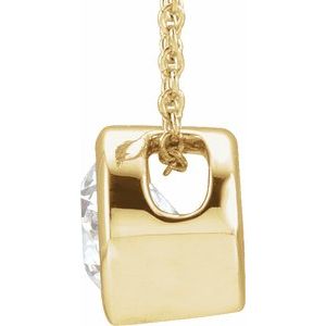 14K Yellow Gold Round 6.5Mm Gh Si 1 Ct Lab-Grown Diamond Solitaire Necklace, Length: 18 In