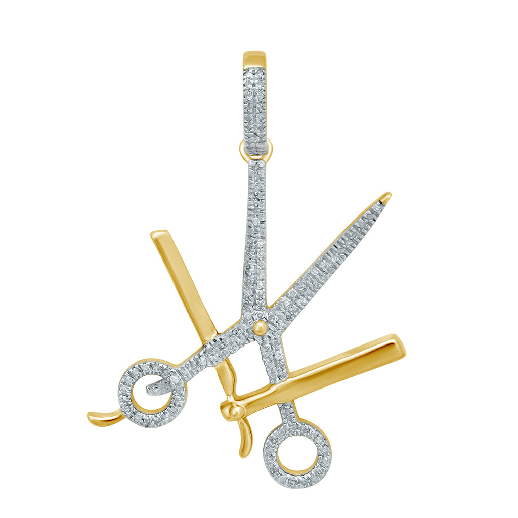 10K Yellow Gold 0.19-0.21 Cttw Diamond "Barber Kit" Charm